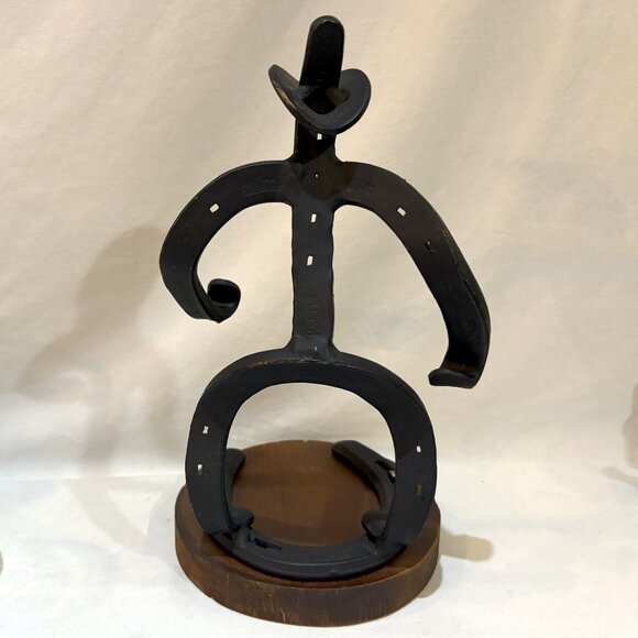 St. Croix Forge Horeshoe Art Cowboy Sculpture Wood Base 10" - Picture 4 of 10